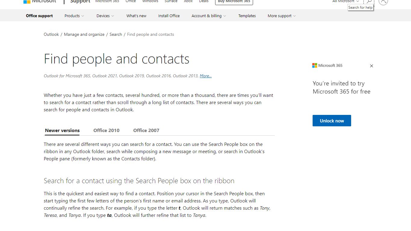 Find people and contacts - support.microsoft.com